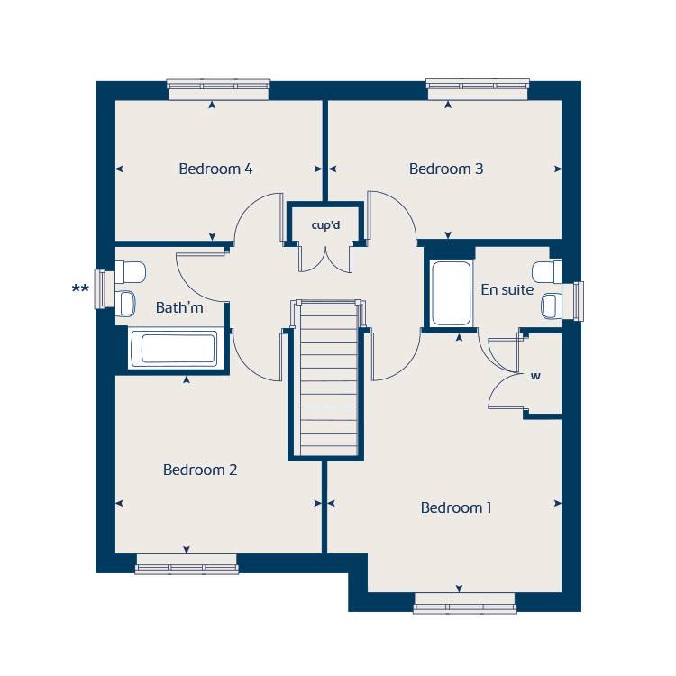 First floor floorplan of The Aspen at Bovis Homes at Yardley Manor